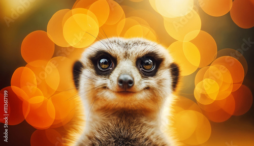 Wallpaper Mural Adorable meerkat with large eyes and a glowing bokeh background in warm orange tones Torontodigital.ca