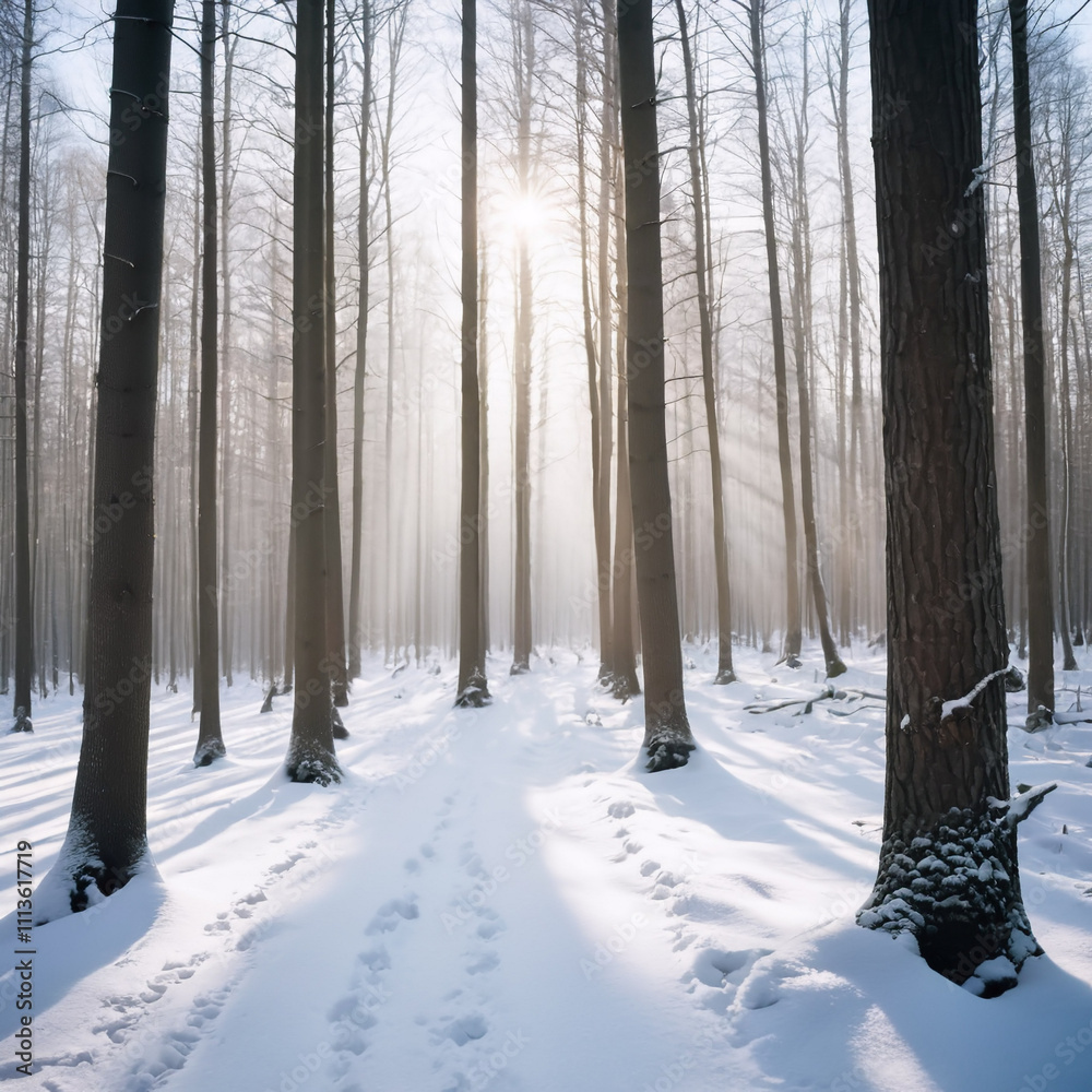 Naklejka premium Wälder - Eiskalte Schönheit: Der Winterwald im Glanz