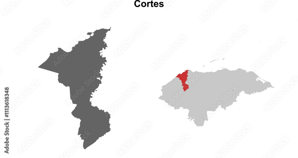 Fototapeta premium Cortes department blank outline map set