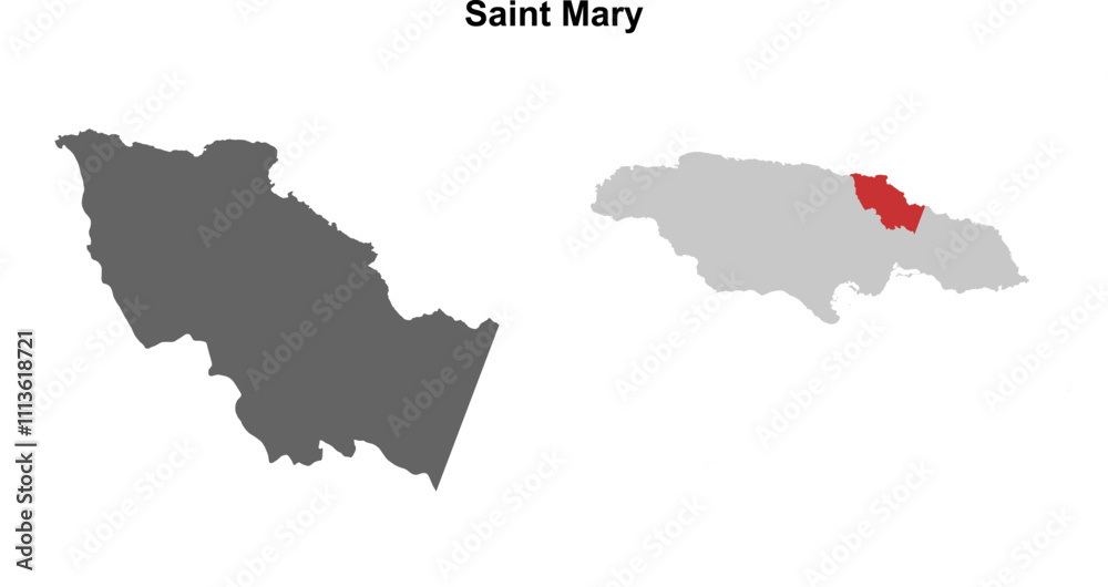 Saint Mary parish blank outline map set Saint Mary parish blank outline map set