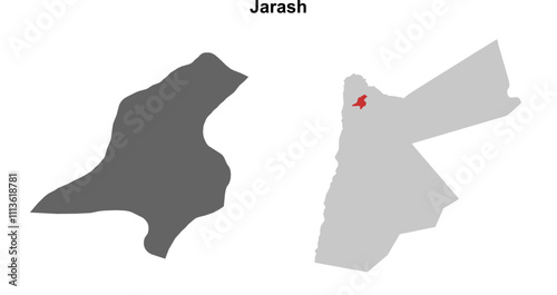 Jarash governorate blank outline map set