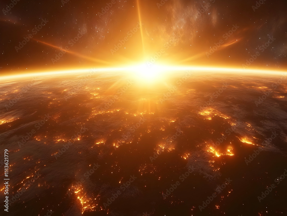 Golden Hour Earth 3D Render