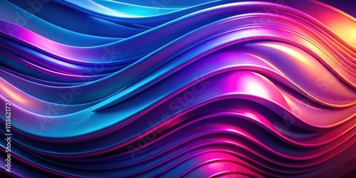 Abstract neon background with fantastic curvy shape, layers, and folds. Modern ultraviolet wallpaper, neon, abstract, background