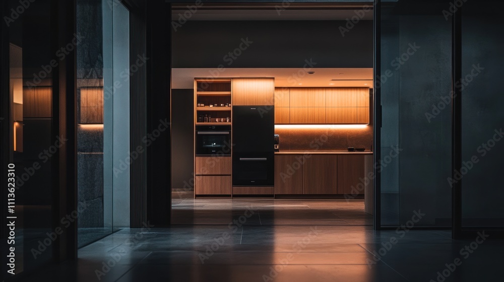Modern Minimalist Kitchen Design With Warm Lighting Modern Minimalist Kitchen Design With Warm Lighting