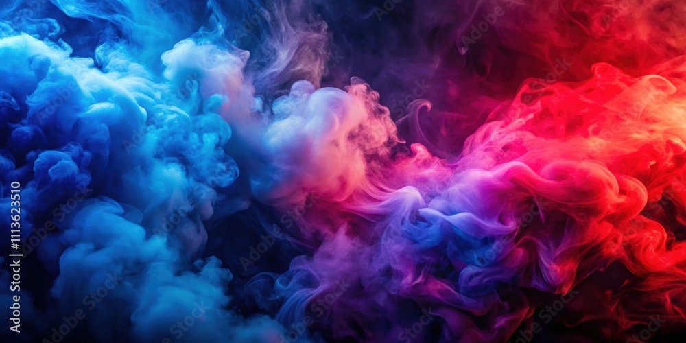 Dramatic abstract background with vivid red, blue, and purple smoke and fog , intense, vivid, abstract, background, wallpaper, dramatic Dramatic abstract background with vivid red, blue, and purple smoke and fog , intense, vivid, abstract, background, wallpaper, dramatic