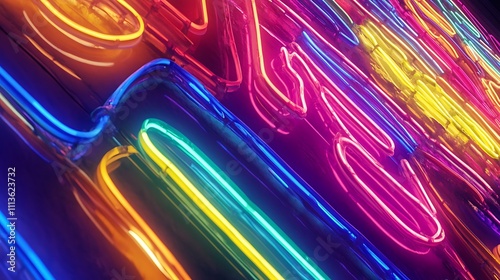 Abstract Neon Light Display