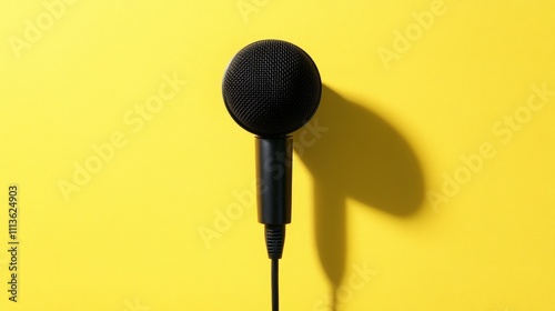 Wallpaper Mural Black hairdryer on yellow background, casting a shadow. Torontodigital.ca