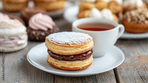 A cozy and welcoming atmosphere as friends and family gather around a table enjoying an assortment of delectable tea and pastries during a social cafe gathering filled with warmth tradition