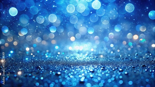 Blue abstract festive background with sparkles and glitter, water drops on blue background, blue, abstract, festive