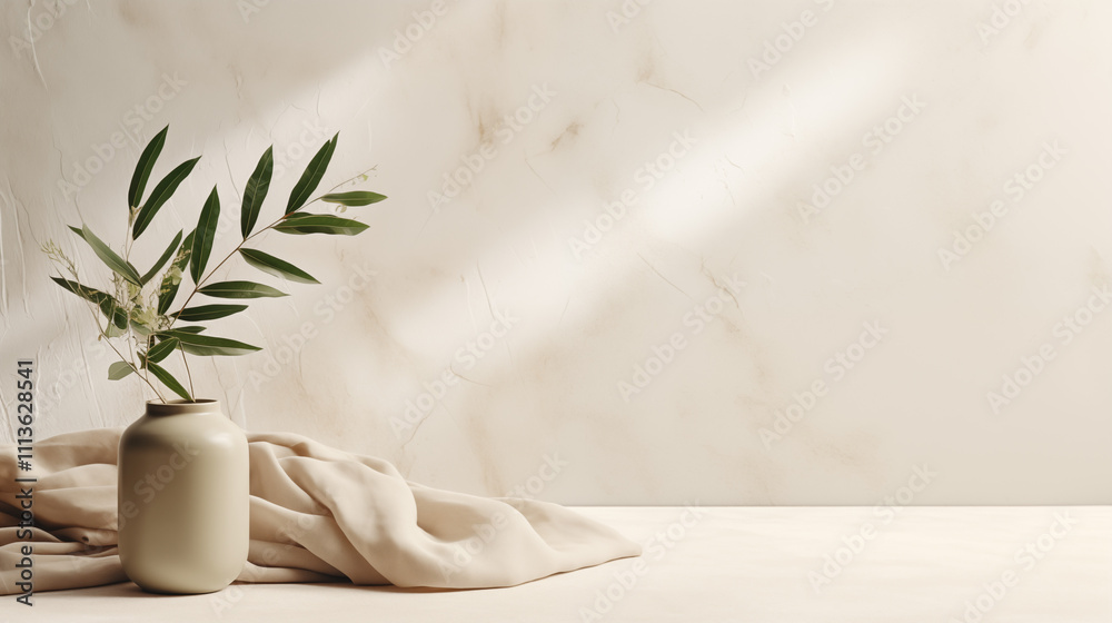A simple, elegant white vase holding delicate green leaves. This image evokes a sense of tranquility and simplicity, making it perfect for home decor or lifestyle themes. A simple, elegant white vase holding delicate green leaves. This image evokes a sense of tranquility and simplicity, making it perfect for home decor or lifestyle themes.