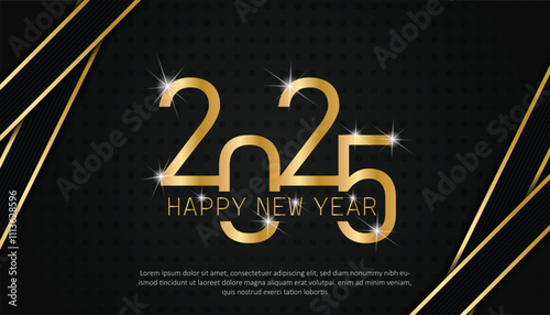Golden premium vector design for happy new year celebration. shining golden and black happy new year greeting card. luxury design for banner, poster, social media or advertisement