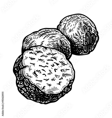 truffle engraving black and white outline