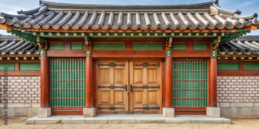 Entrance gate door of a traditional Korean building, South Korea, architecture, traditional, Hanok, ancient, wooden, cultural Entrance gate door of a traditional Korean building, South Korea, architecture, traditional, Hanok, ancient, wooden, cultural