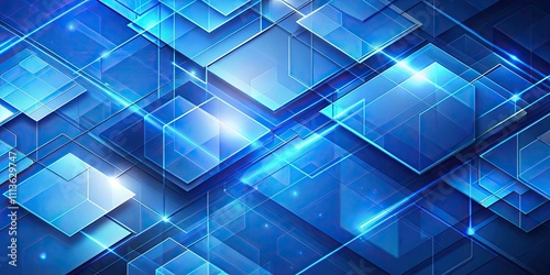 Blue abstract geometric shapes on technology background, blue, geometric, shapes, abstract, technology, background, design