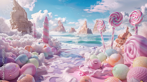 Sweet summer candy paradise. Pink candyland wallpaper. Abstract Sweet Treats Background. Colorful Candy Aesthetic