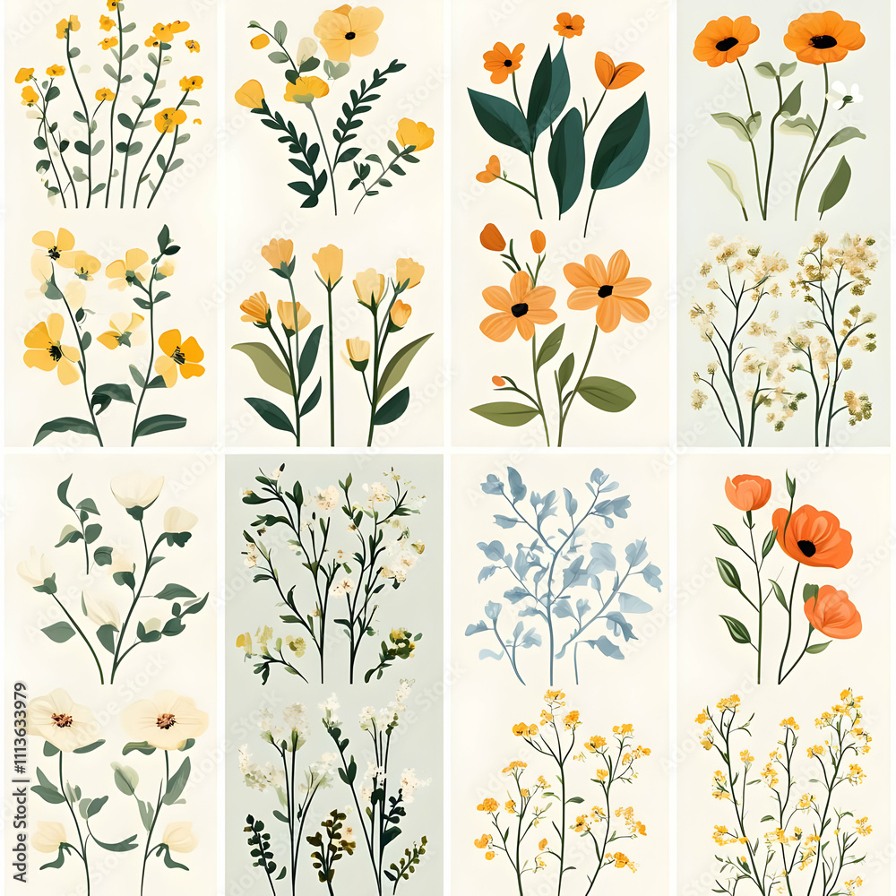 Floral Illustration Set Botanical Prints Floral Illustration Set Botanical Prints