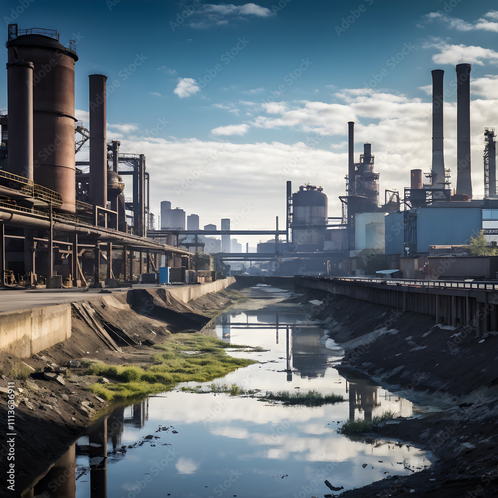 Pollution of the planet Earth. An abandoned industrial plant.