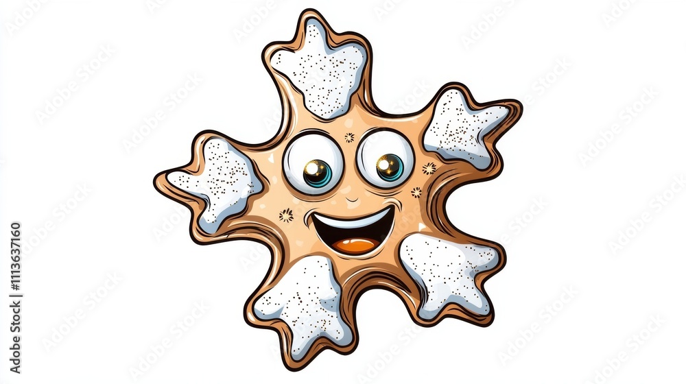 Cheerful Cartoon Snowflake Character With Festive Winter Vibes Cheerful Cartoon Snowflake Character With Festive Winter Vibes