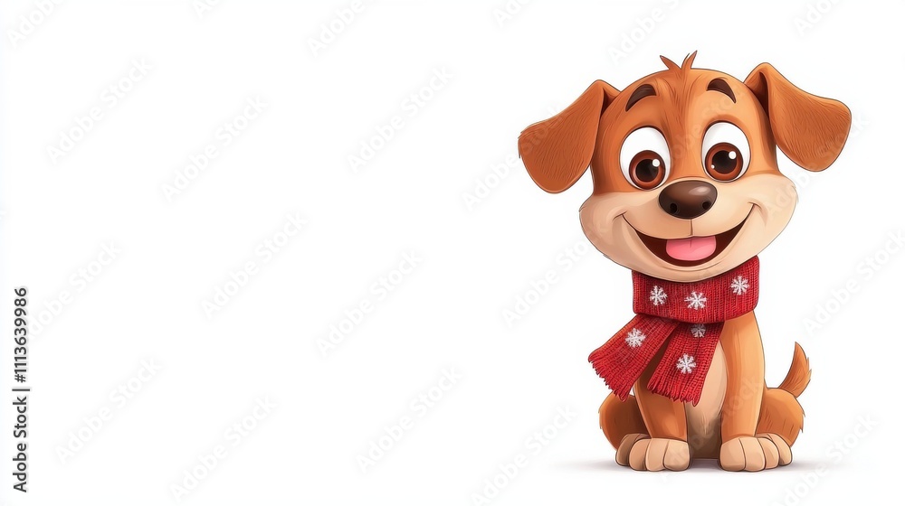 Cute Cartoon Christmas Puppy Plush Toy in Red Scarf Cute Cartoon Christmas Puppy Plush Toy in Red Scarf