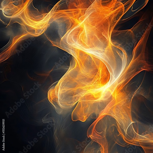 Ethereal Dance of Flames in Isolation Against a Dark Abyss