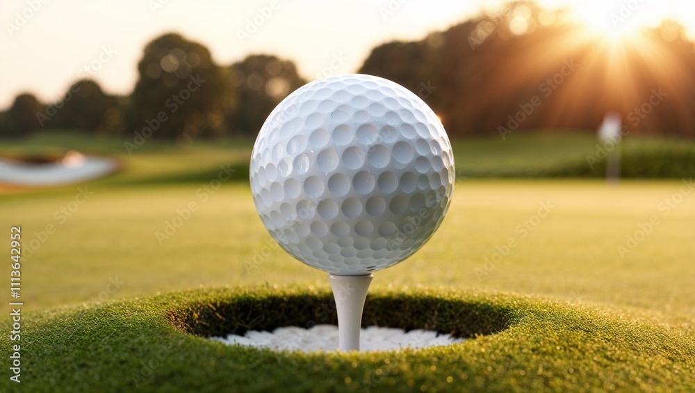 close-up view of a white golf ball resting on a lush, green grass field close-up view of a white golf ball resting on a lush, green grass field