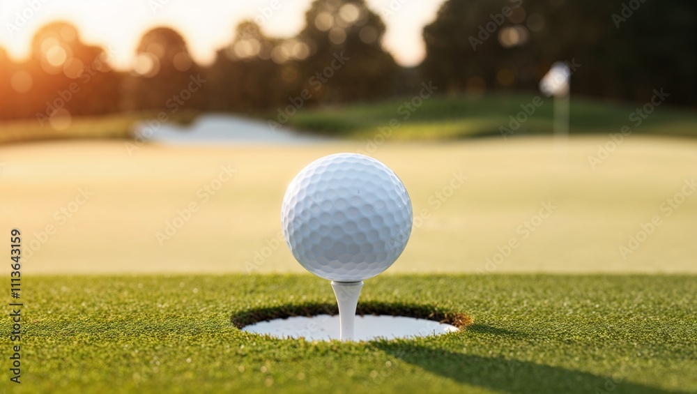 close-up view of a white golf ball resting on a lush, green grass field close-up view of a white golf ball resting on a lush, green grass field
