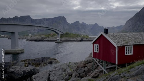 Fishing home and mountain slow motion