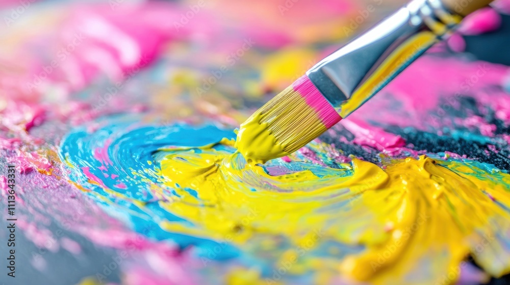 A joyful child plays with vibrant paints and brushes, creating colorful patterns in a cheerful and artistic setting filled with imagination A joyful child plays with vibrant paints and brushes, creating colorful patterns in a cheerful and artistic setting filled with imagination