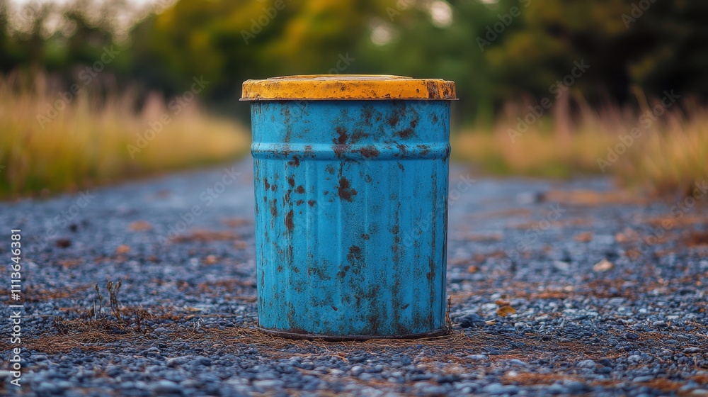 Naklejka premium a blue garbage can with a lid