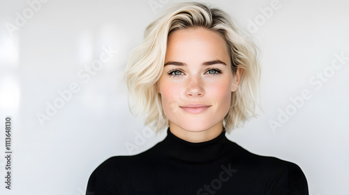 Beautiful woman studio portrait, isolated on white background