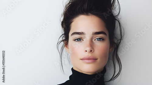 Beautiful woman studio portrait, isolated on white background