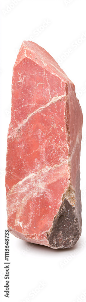 Explore the unique beauty of a natural pink rock formation showcasing geological characteristics and mineral diversity. On white background Explore the unique beauty of a natural pink rock formation showcasing geological characteristics and mineral diversity. On white background