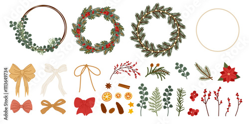 Natural Christmas Botanical Wreath Constructor vector