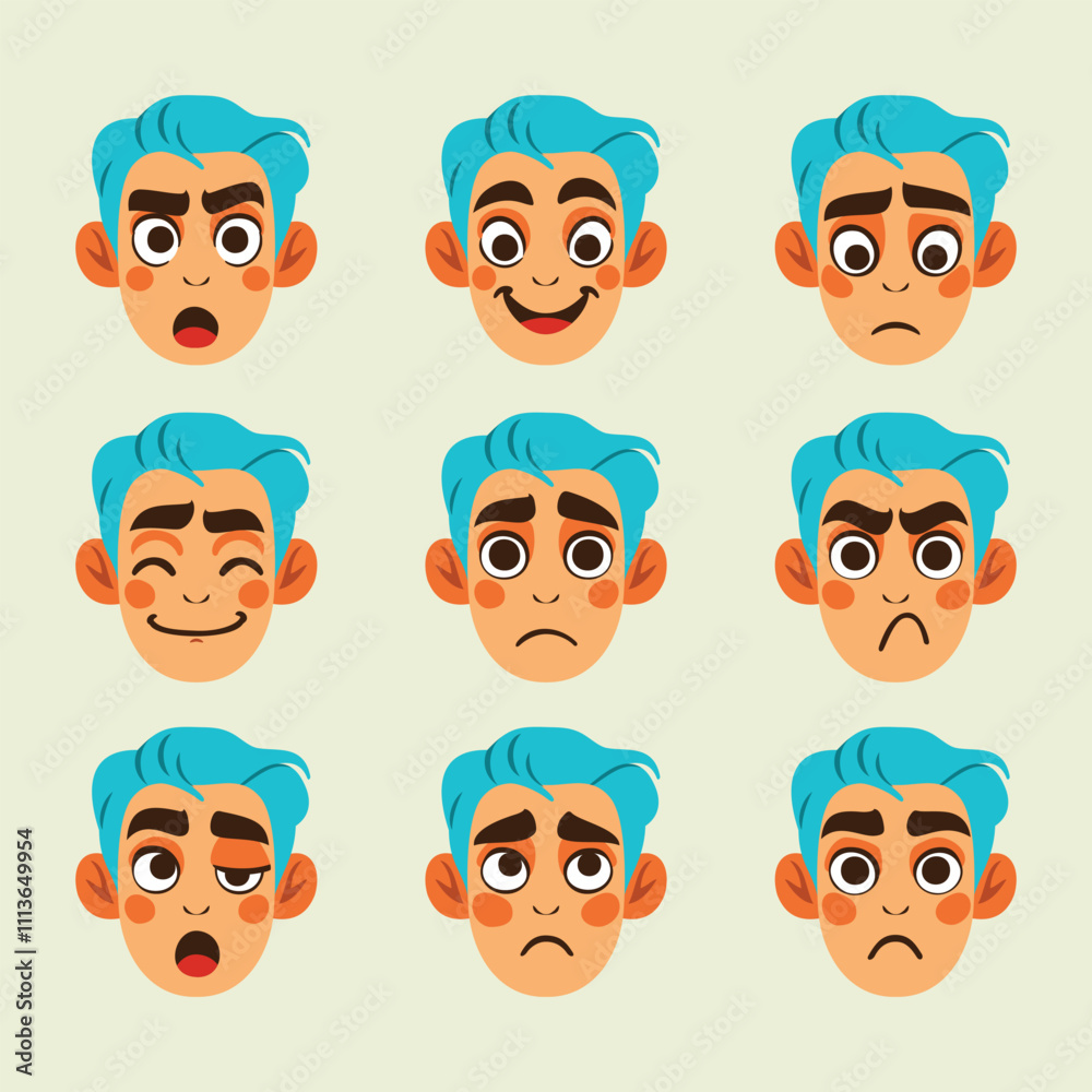 Vector illustration of facial emotion expression Vector illustration of facial emotion expression