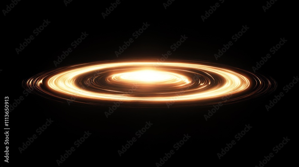 Fototapeta premium Pulsating warp core with swirling energy rings on a solid black background