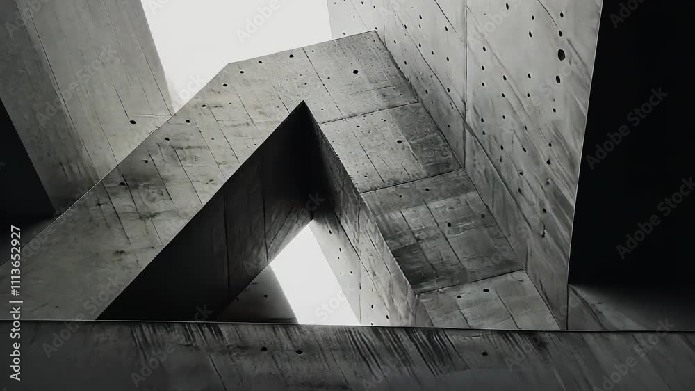 Dramatic concrete architecture with geometric angles