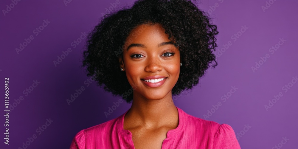 Positive and Professional Woman against a Purple Background Positive and Professional Woman against a Purple Background
