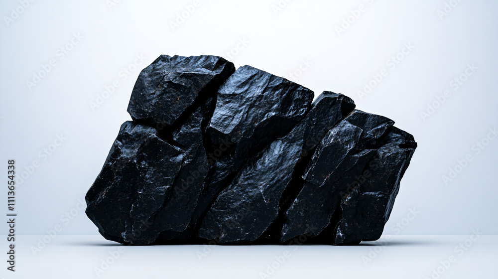 A detailed view of coal rock in an industrial setting highlighting its importance as an energy resource. On white background A detailed view of coal rock in an industrial setting highlighting its importance as an energy resource. On white background