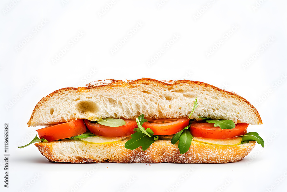 Sandwich with fresh ingredients, isolated on white background Sandwich with fresh ingredients, isolated on white background