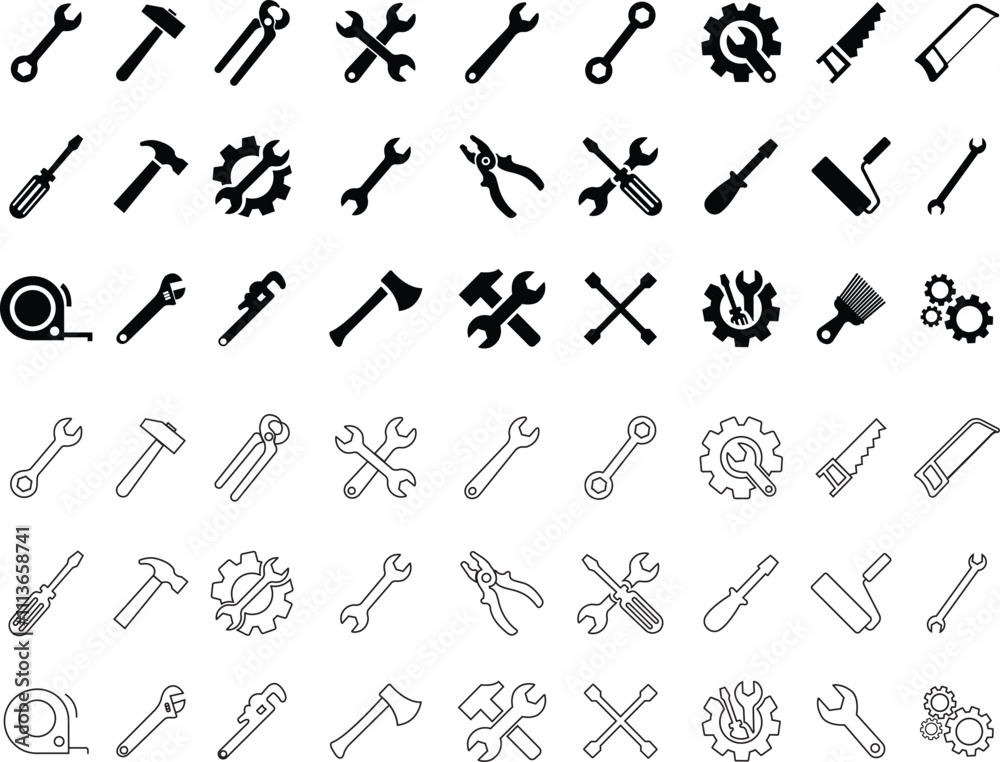 Work Tools Line Flat Icons set. Editable Stroke. Pixel Perfect. For Mobile and Web. Contains such vector as Wrench Saw Work Tool Screwdriver Screw Paintbrush Shovel Chainsaw Ruler Axe Hammer Isolated. Work Tools Line Flat Icons set. Editable Stroke. Pixel Perfect. For Mobile and Web. Contains such vector as Wrench Saw Work Tool Screwdriver Screw Paintbrush Shovel Chainsaw Ruler Axe Hammer Isolated.