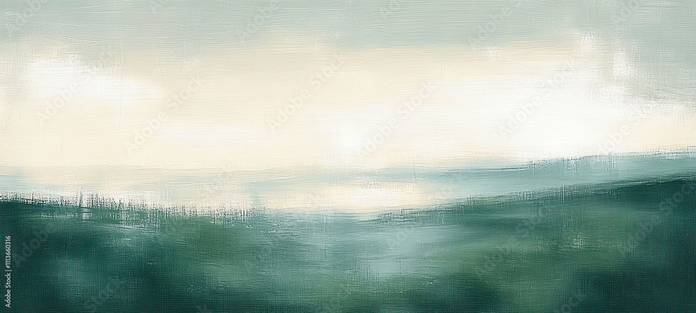 Fototapeta premium Abstract landscape painting background art illustration textured green white pastel modern minimalist design organic
