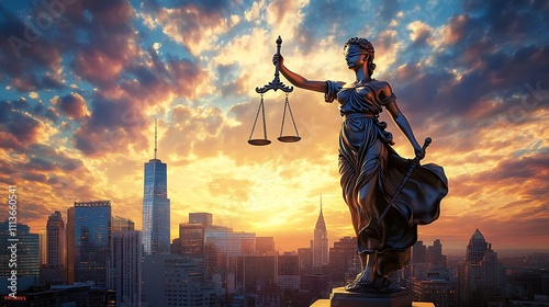 Lady Justice Stands Tall Over New York City