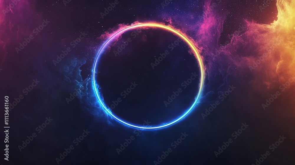 Background Featuring Blue Neon Circular Progress Bar Loaded to 80%, Representing a Virtual Download Against a Dark Universe and Galaxy Background, Highlighting High-Tech Design Elements Perfect for AI Background Featuring Blue Neon Circular Progress Bar Loaded to 80%, Representing a Virtual Download Against a Dark Universe and Galaxy Background, Highlighting High-Tech Design Elements Perfect for AI