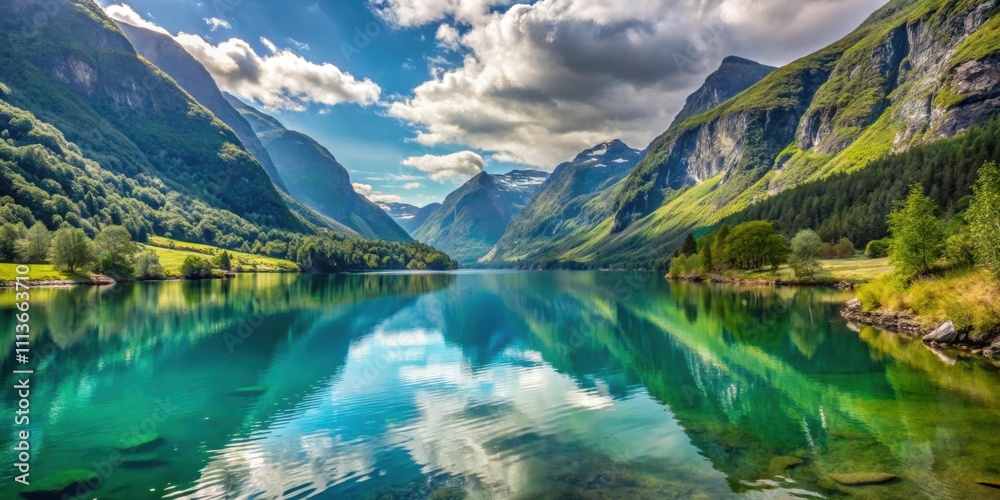 Scenic view of Lovatnet lake in Lodal valley, Norway, Beautiful, Nature, Norway, Landscape, Lovatnet lake, Lodal valley Scenic view of Lovatnet lake in Lodal valley, Norway, Beautiful, Nature, Norway, Landscape, Lovatnet lake, Lodal valley