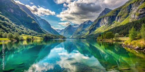 Scenic view of Lovatnet lake in Lodal valley, Norway, Beautiful, Nature, Norway, Landscape, Lovatnet lake, Lodal valley