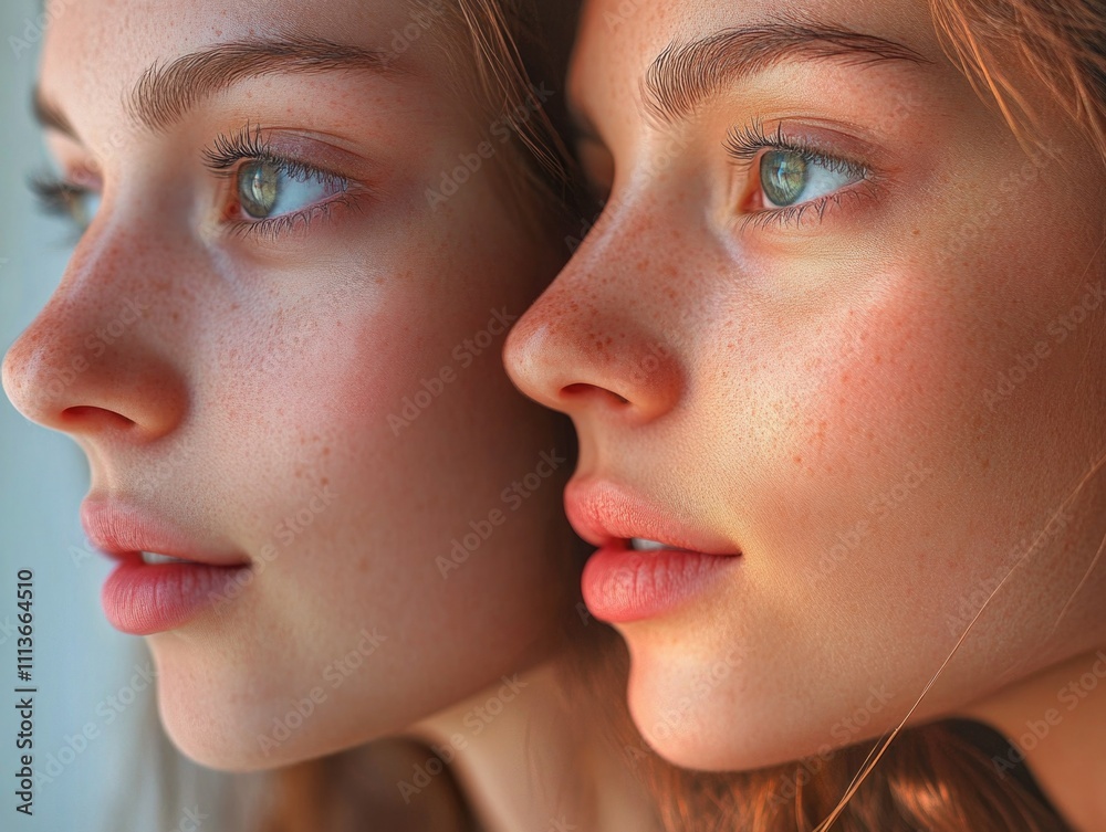 Close-Up Portrait of Young Woman with Freckles