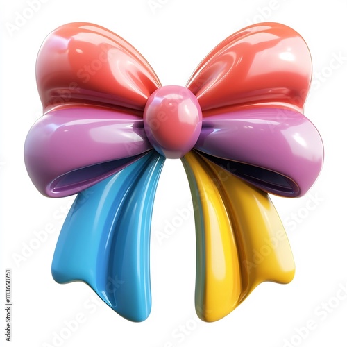 Colorful Toy-like Ribbonbow on Isolatedwhite Background photo