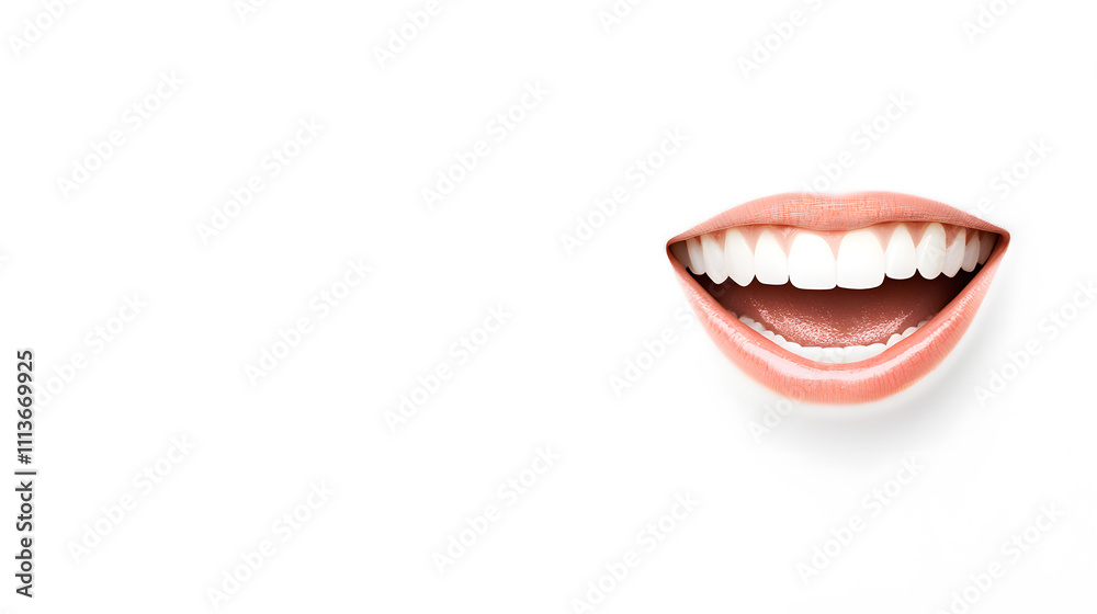 Smiley woman lips closeup isolated on white background Smiley woman lips closeup isolated on white background