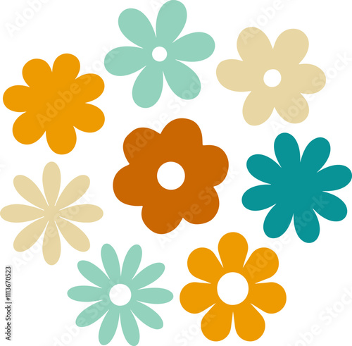 Retro Flower designs for printing or cutting