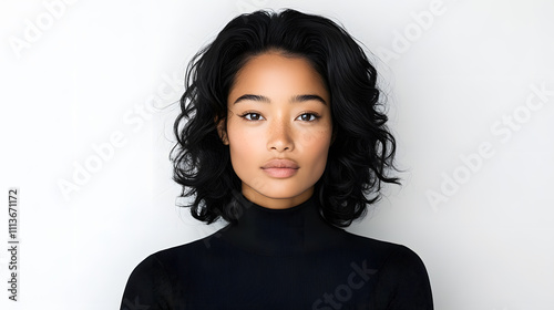 Beautiful woman studio portrait, isolated on white background